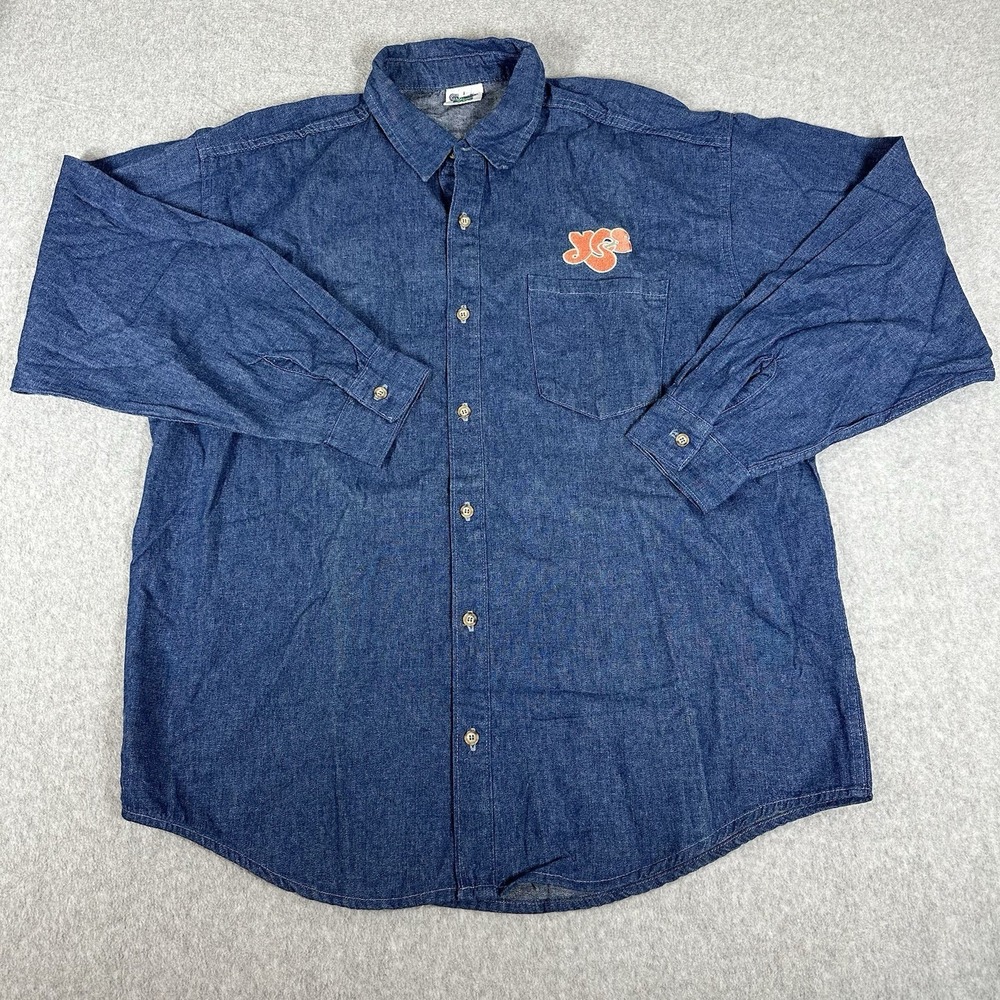 Yes‎ Band Vintage 90s Denim Button Up Shirt Winterland Tag Made In The USA Large